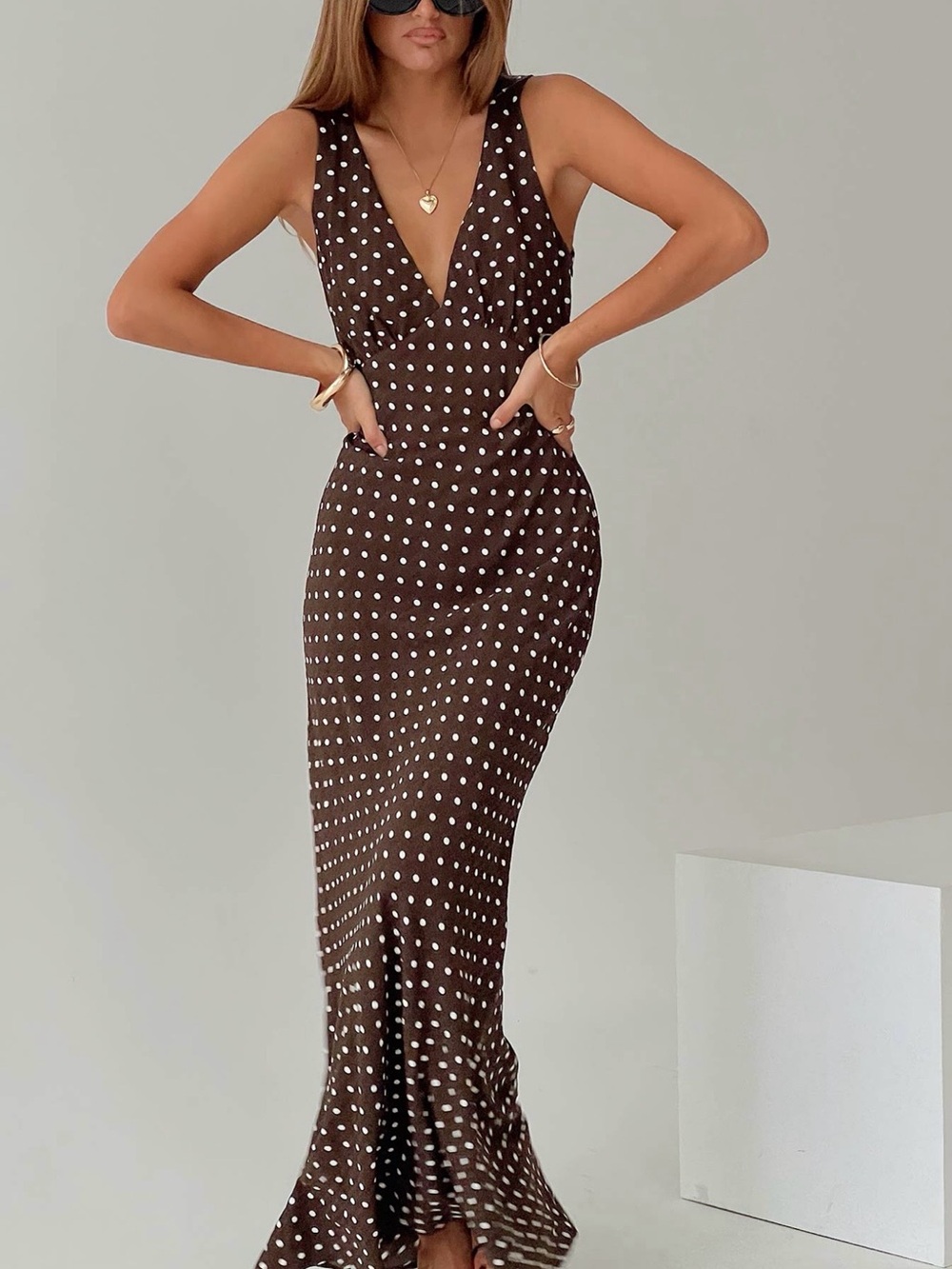 Princess Polly Nellie Maxi Dress Brown Polka Dot - Size 4 (Brand New with tags)